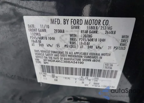 2011 Ford Edge Limited from USA, damaged, VIN 2FMDK4KC3BBA54190